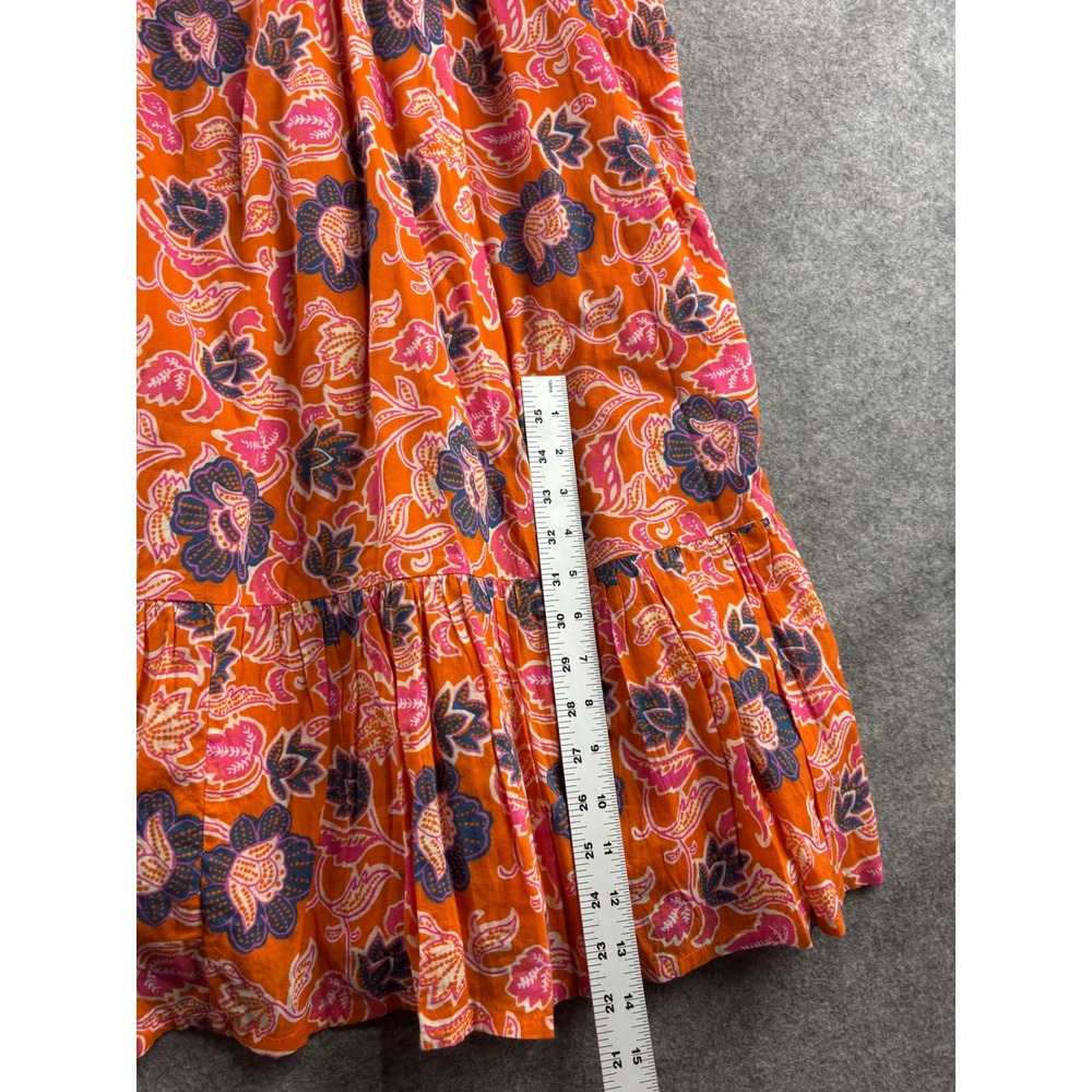 Cleobella Orange Floral Paisley Tiered Maxi Dress Pockets Womens S Resort Whimsy - Picture 7 of 7